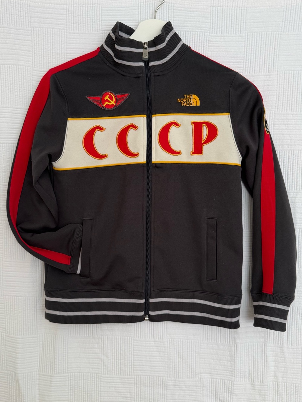 The North Face Boys Black & Red Track Jacket with CCCP Detail